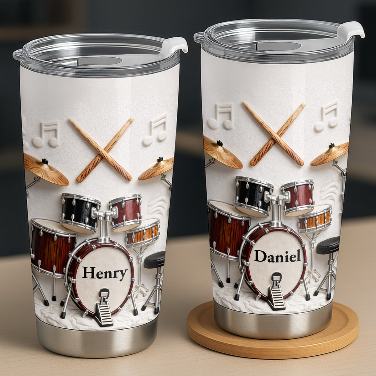 A Passion For Rhythm, Personalized Stainless Steel Tumbler, Gift For Drummers