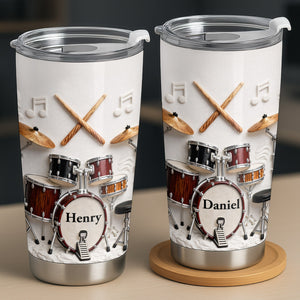 A Passion For Rhythm, Personalized Stainless Steel Tumbler, Gift For Drummers