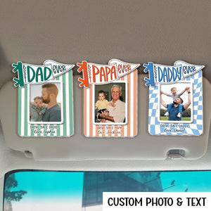 Personalized Best Dad Ever Sun Visor Clip Picture Frame, Custom Photo Car Visor Clip for Dad, Drive Safe Daddy Gifts, First Fathers Day Gift
