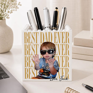 Personalized Photo Dad Building Block Pen Holder, Brick Photo Pencil Pot, Fathers Day Gift, Gift for Dad, Fathers Day Gift from Kids