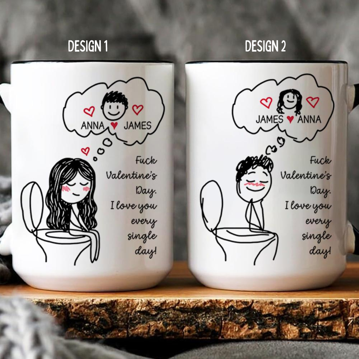 Funny Couple Mug Set, Custom Name Toilet Love Cups, I Love You Every Day Gift, Valentines Day Gift for Him Her, Personalized Mugs