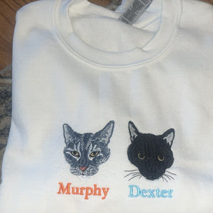 Personalized embroidered custom cat with photo shirt