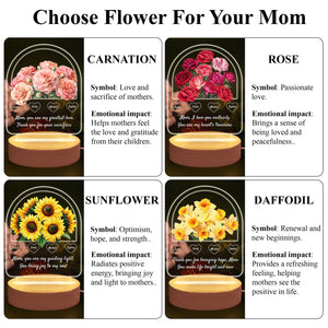 Flower Basket For Mom - Personalized 3D LED Light Wooden Base - Gift For Mom, Mother's Day Gift