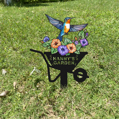 Custom Hummingbird Garden Stake, Personalised Bird Garden Name Sign, Hummingbird Garden Decor, Gardener Gift, Grandma Nana Gift,Mother's Day