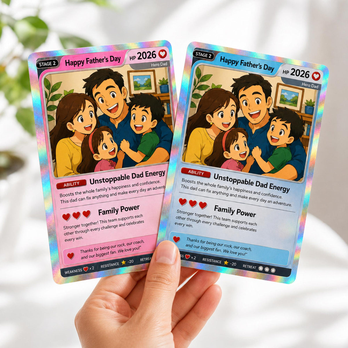 Happy Father's Day Anime Trading Card Personalized Gift for Dad, Custom Anime Fan Gift Card for Father s Day, Unique Dad Collectible Keepsake