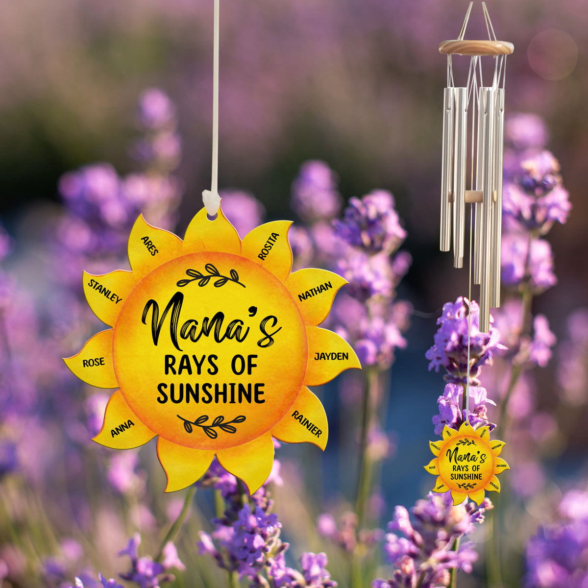 Grandma's Ray Of Sunshine - Personalized Windchime - Gift For Grandma, Mother's Day, Birthday Gift