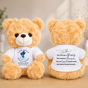 Memorial Butterfly Forever In My Heart Teddy Bear - Memorial Gift - Personalized Plush Bear