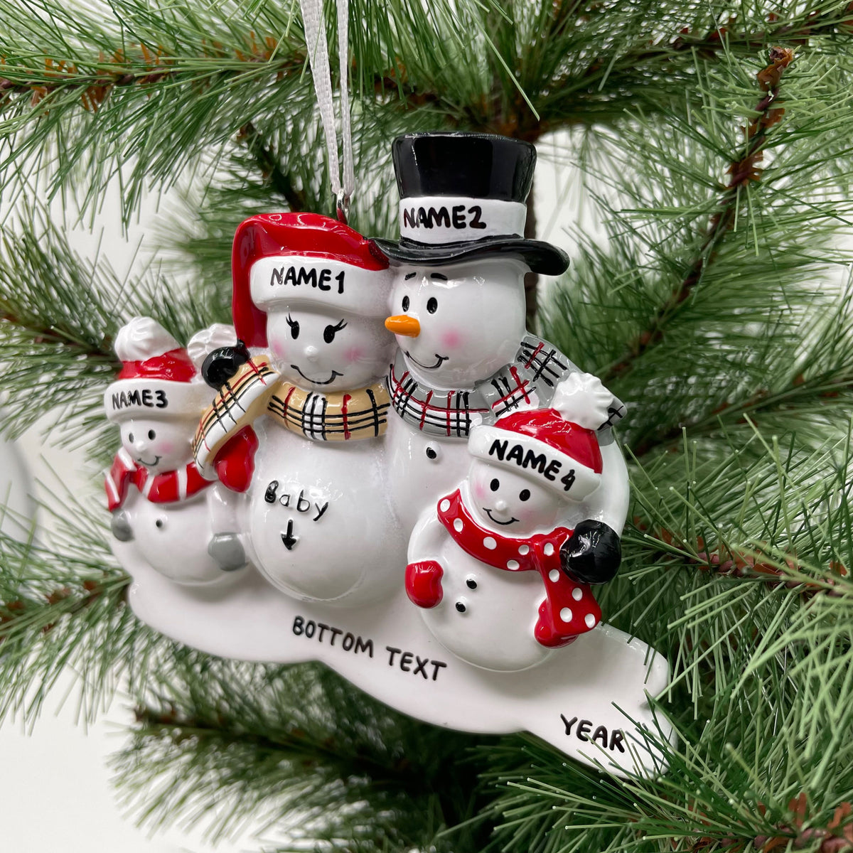 We are Expecting Family Ornament, Personalized Pregnant Snowman Family, ,Christmas Ornament, Baby Announcement Ornament