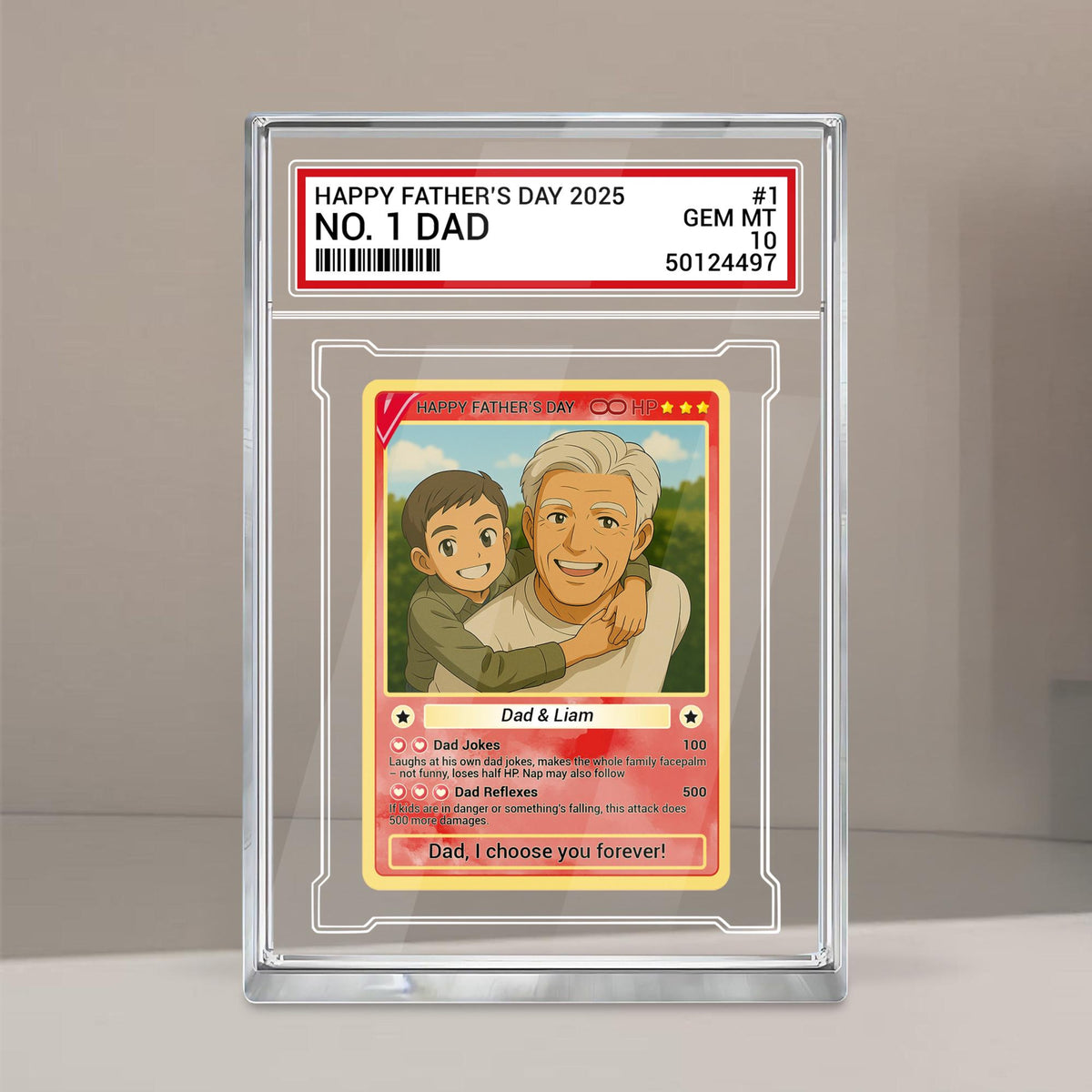 Personalized Fathers Day Gift Trading Card Style Acrylic Plaque, Grandpa, Anime Photo Acrylic Block, Gift For Dad From Kid