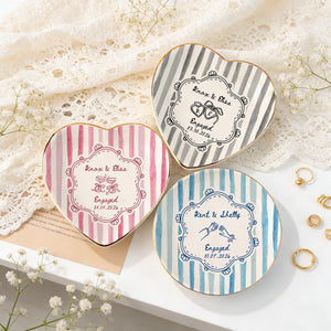 Personalized Wedding Ring Dish, Colorful Stripe Jewelry Dish for Couple, Sentimental Gift for Bride, Engagement Gift, Anniversary