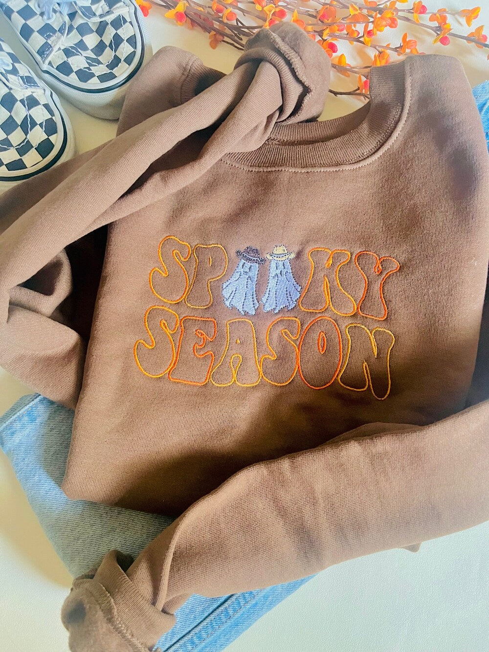 Spooky Season Western Embroidered Crewneck