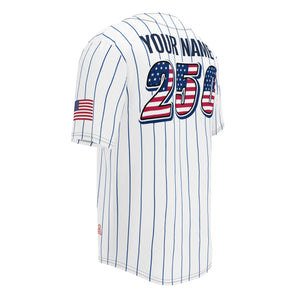 Personalized USA 250th Baseball Jersey, Red White and Blue, Custom Patriotic Shirt, Independence Day Apparel, 4th of July