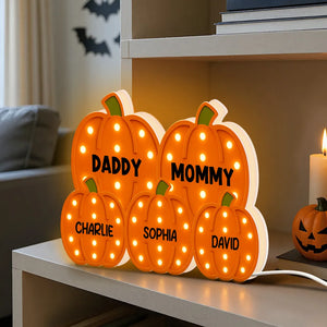 Family With Little Pumpkins - Personalized Acrylic Light Box - Gift For Mom, Grandma, Fall Season Home Decor