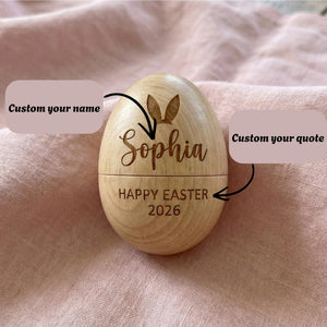 Personalized Wooden Easter Egg, Hollow Fillable Keepsake, Custom Name Easter Gift, Cute 1st Easter Basket Stuffer, Play Kitchen Toy Egg, Newborn
