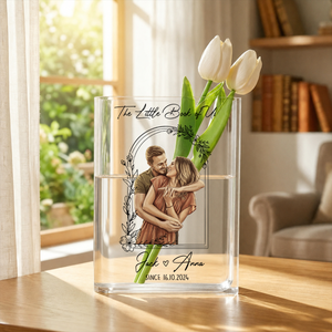 Anniversary Gifts - Custom Photo Couples Art - Personalized Journal Clear Acrylic Book Vase for Flowers, Transparent Flower Vase