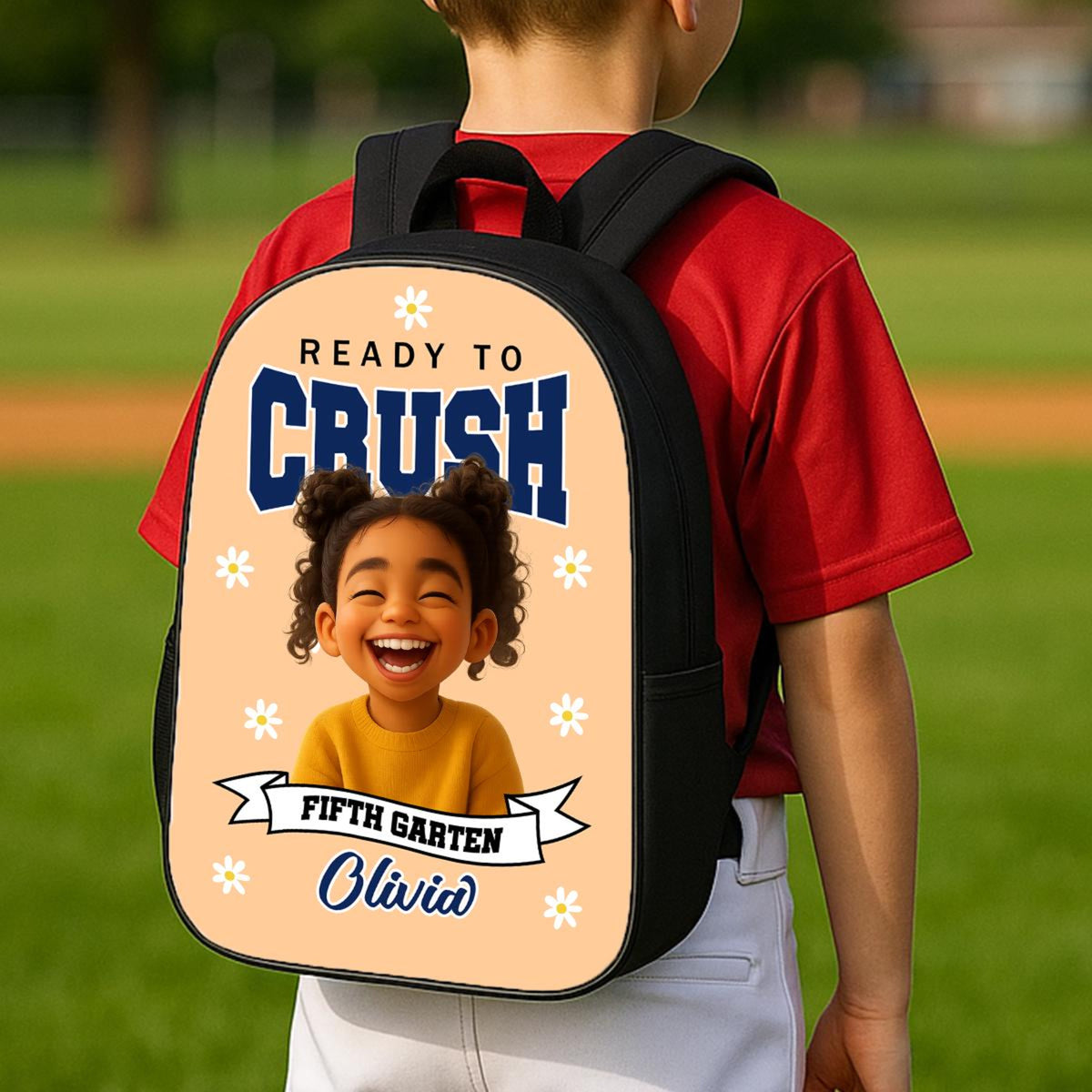 Personalized Ready To Crush Backpack With Custom Cartoon Photo, Name & Grade, Back To School Gift For Girls, Cute Kindergarten Bag