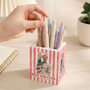 Personalized Best Dad Ever Photo Building Pen Holder, Custom Dad And Kids Photo Building Block, Father s Day Gift, New Dad Gift
