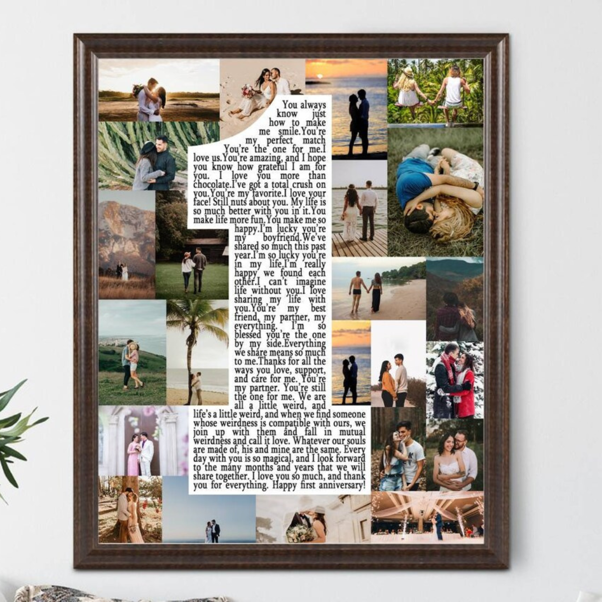 Custom First Anniversary Collage Canvas, One Year Anniversary Gifts for Couple, 1 Year Anniversary Gift for Boyfriend Girlfriend