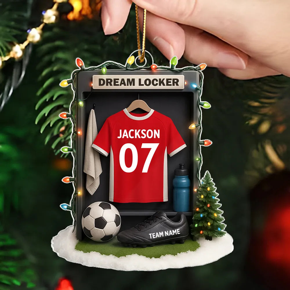 Soccer Jersey Dream Locker - Personalized Acrylic Ornament - Christmas Gift for Soccer Players, Soccer Lovers
