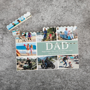 Personalized Photo Puzzle Blocks, Gift for Daddy, Custom Father's Day Gift, Adult DIY Building Set, Family Memory Wall Art