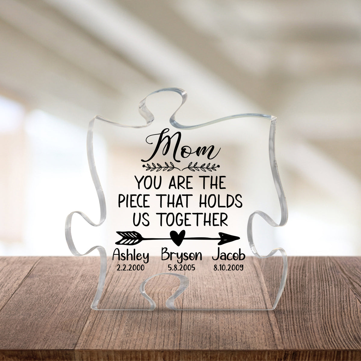 Personalized Acrylic Puzzle, You Are The Piece That Holds Us Together, Custom Kid Name, Mother's Day Gift, Unique Gift, Gift For Mom