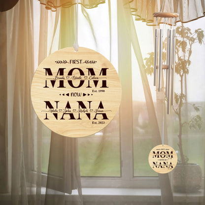 First Mom Now Grandma With Kid Names - Personalized Windchime - Gift For Grandma, Mother's Day, Birthday Gift