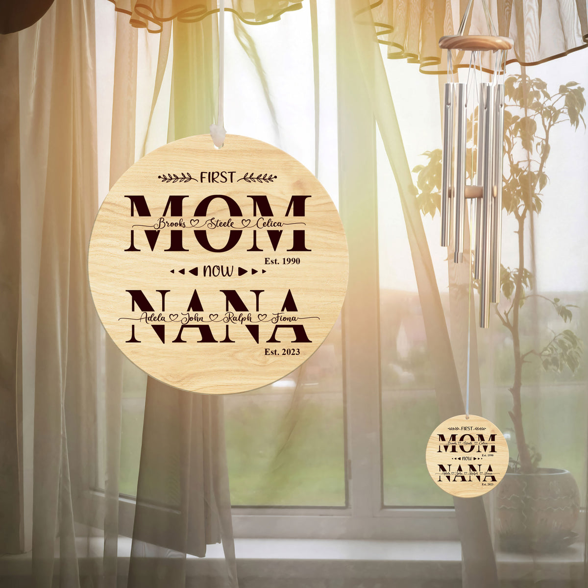 First Mom Now Grandma With Kid Names - Personalized Windchime - Gift For Grandma, Mother's Day, Birthday Gift