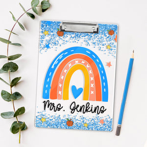 Personalized Teacher Appreciation Gifts, Custom Rainbow Teacher Clipboard, Teacher Name Clipboard, Back To School, End Of Year School Gift