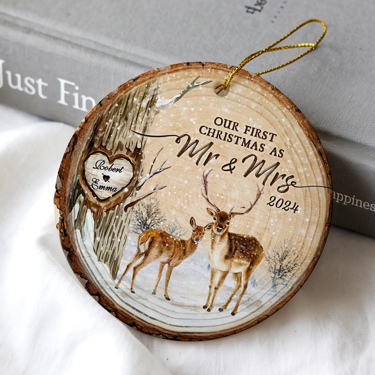 Personalized First Christmas Married Ornament, Our First Christmas As Mr & Mrs Deer Couple, Mr and Mrs Ornament, Wedding Ornament, Newlywed Gift