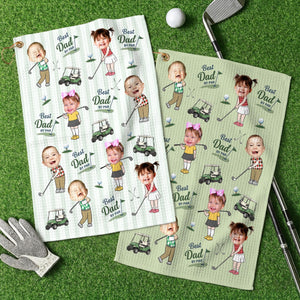 Personalized Baby Photo Golf Towel for Dad, Kids Photo Golf Towel, Best Dad By Par Towel, Fathers Day Gift For Husband, Golf Dad Gift