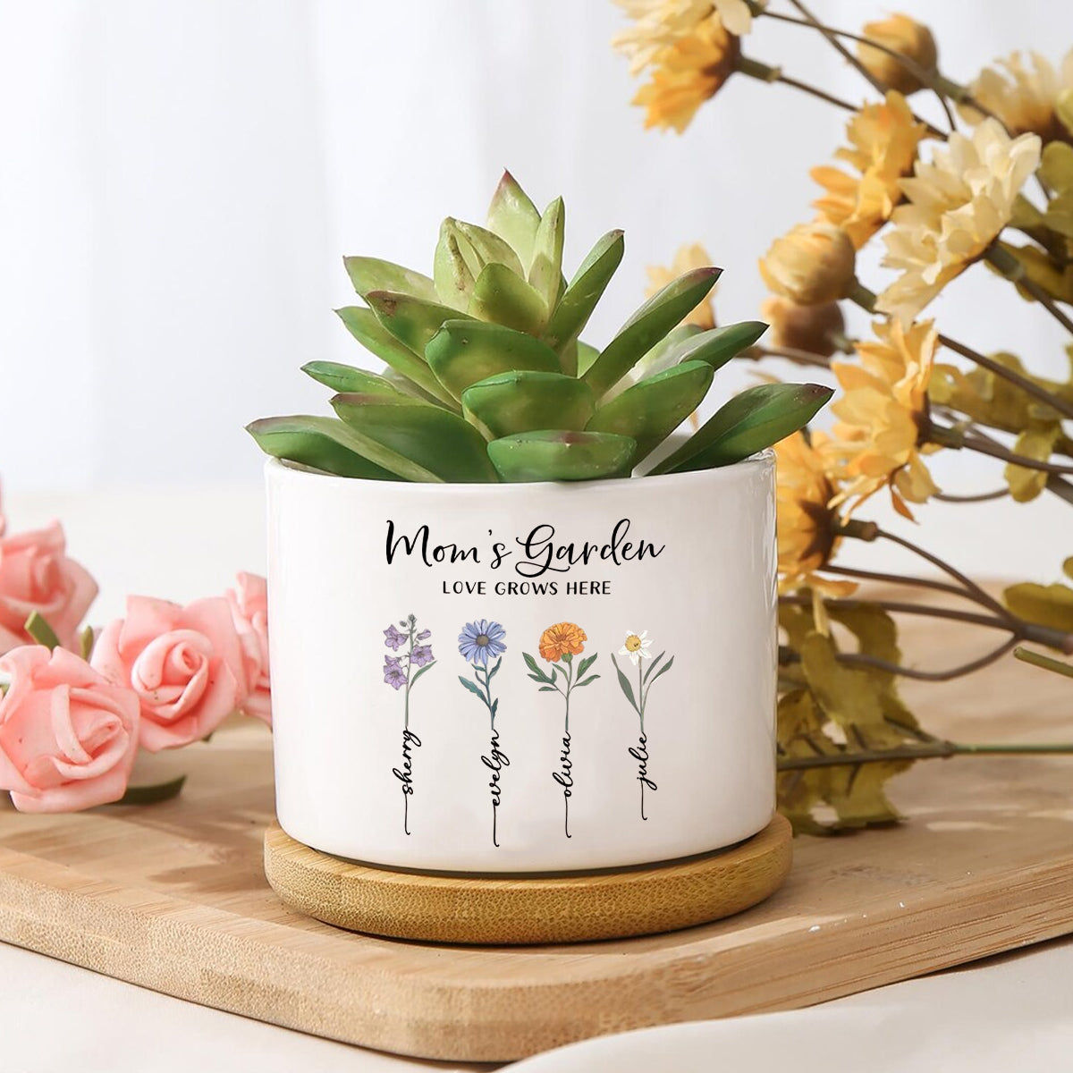 Grandma s Garden Personalized Birth Flower Pot, Custom Names Planter for Nana, Mother s Day Gift from Daughter, Family Birth Month Flowers