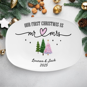 Personalized First Christmas Mr & Mrs Platter, Anniversary Serving Tray Gifts, Christmas Gift For Newlywed Couple