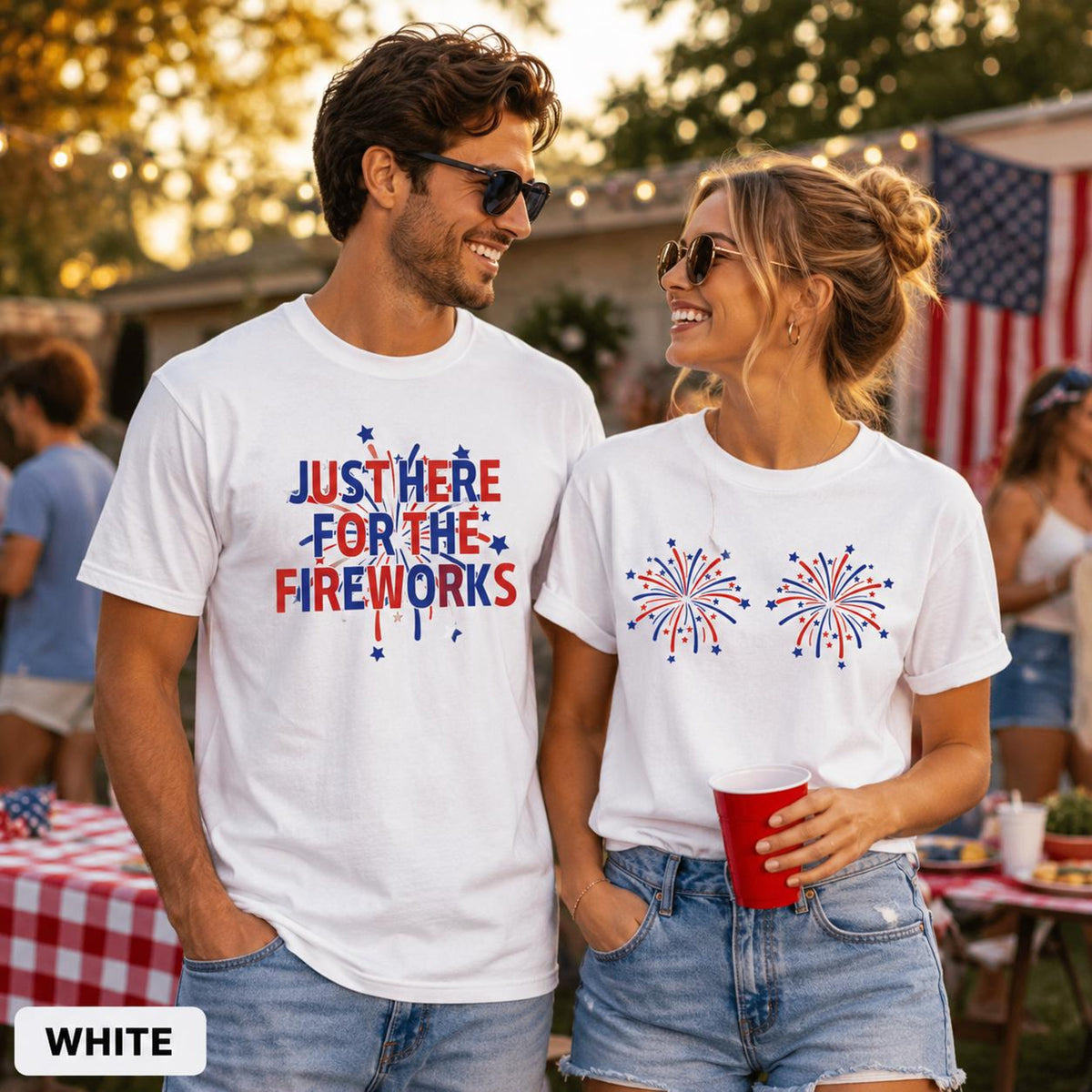 Funny 4th Of July Couples Shirts, Fireworks Matching Tee, Independence Day Top, Comfort Colors 1717, Patriotic Husband Wife Graphic Tee
