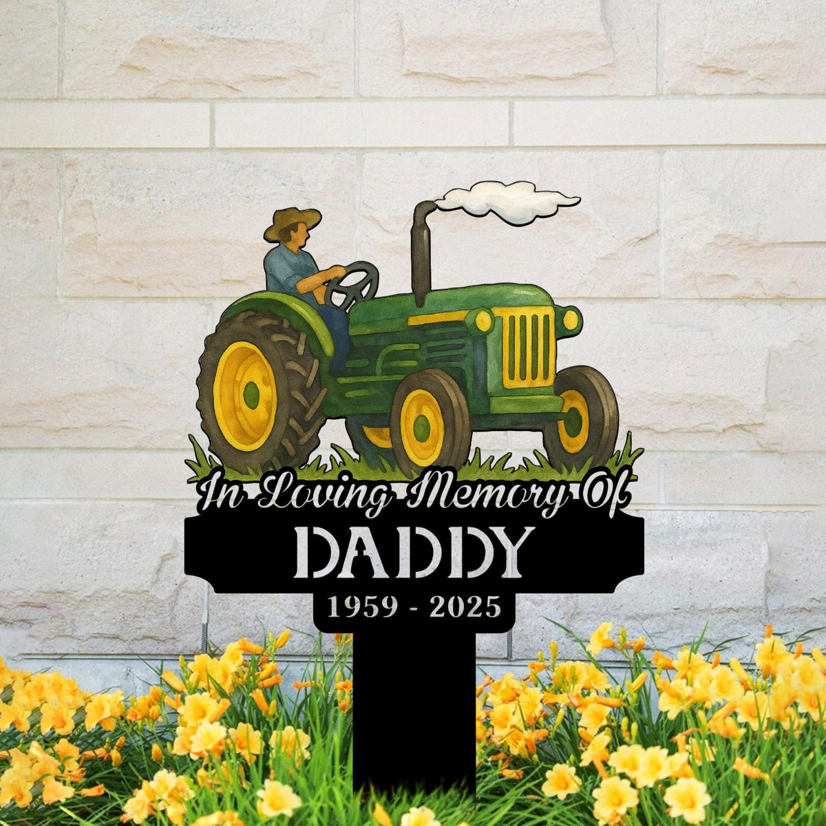 Personalized Farmer Tractor Metal Stake, Custom Tractor Memorial Sign, Farmer Memorial, Dad Loss, Tractor Metal Stake, Fathers Day Gift