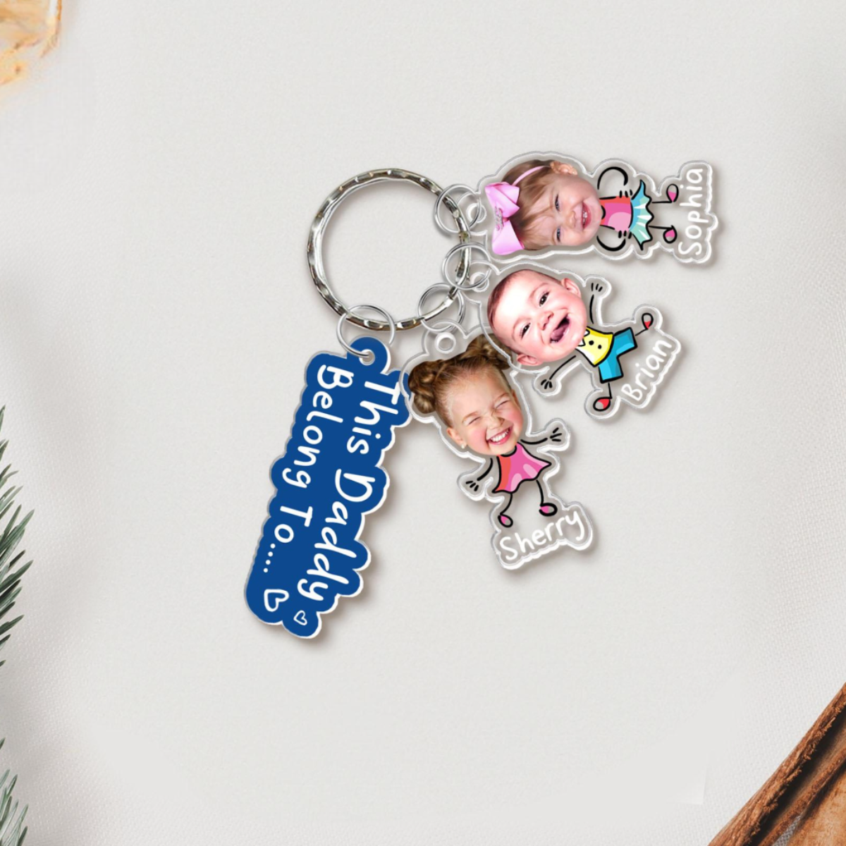 Custom Daddy Keychain With Photo Charm, Father's Day Gift for Dad, Custom Baby Face Keychain, Gift From Kids Son, Funny Baby Photo Keychain