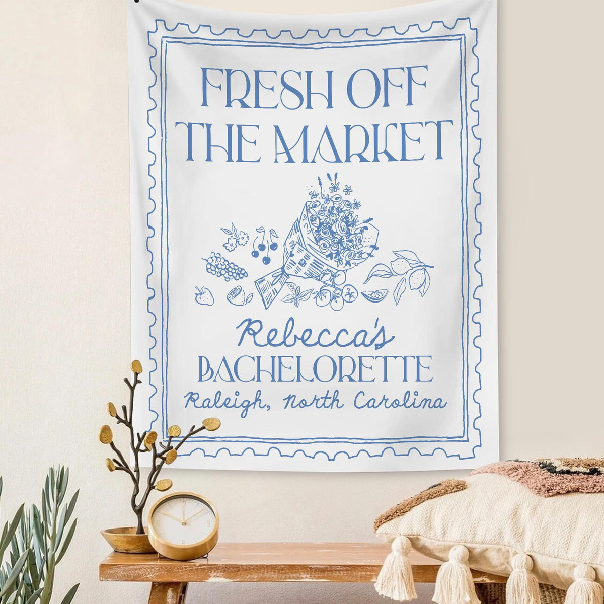 Custom Bachelorette Party Decor, Fresh Off The Market Bachelorette Party Banner, She Off Market Bridal Shower Backdrop, Bride To Be Party