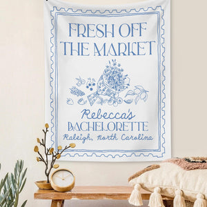 Custom Bachelorette Party Decor, Fresh Off The Market Bachelorette Party Banner, She Off Market Bridal Shower Backdrop, Bride To Be Party