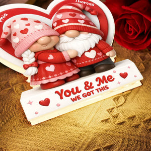 Eternal Love Gnome Couple - Personalized Acrylic Light Box - Valentine's Day Gift For Couple, For Him, For Her