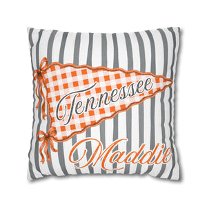 Personalized College Pillow, Custom Name Dorm Decor, Preppy Bow Pennant Pillow, Graduation Gift College Bound Gift, Custom Any School