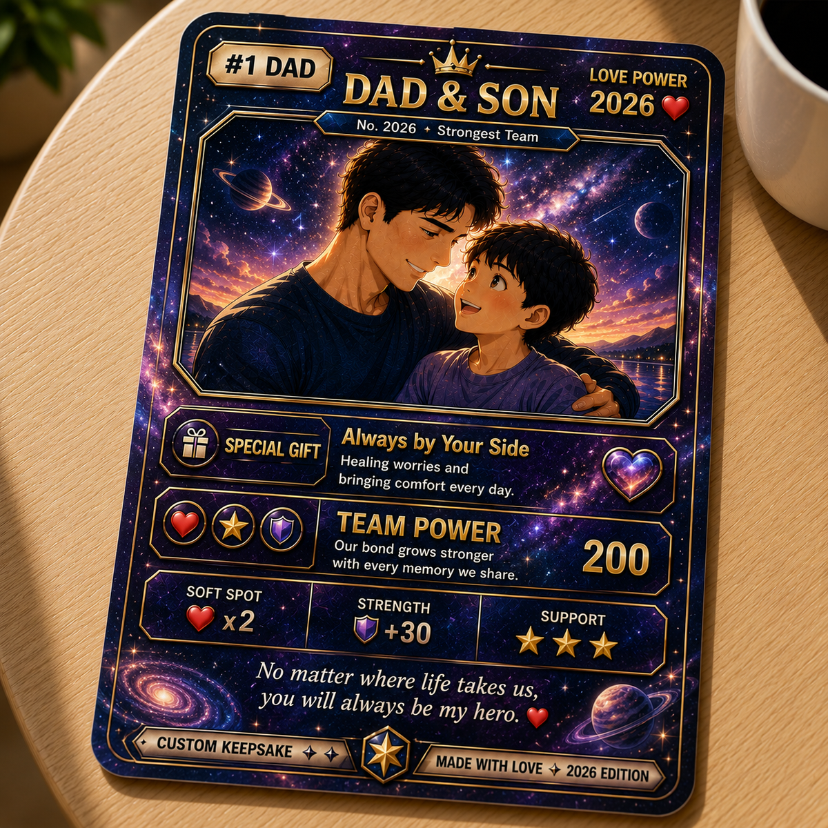 Personalized Dad & Son Card Custom Father s Day Gift for Dad, Anime Trading Card Keepsake, Unique Father Son Collectible 2026