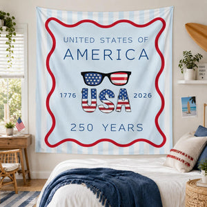 America 250th Anniversary Tapestry, USA Wall Hanging,Patriotic 4th Of July Backdrop, Coastal Americana Porch Banner, Summer Party Gift Decor