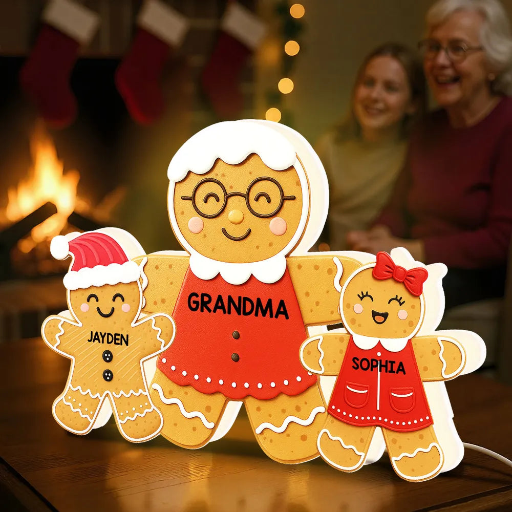 Grandma Perfect Batch Gingerbread Grandkids - Personalized Acrylic Light Box - Christmas Gift For Grandmas