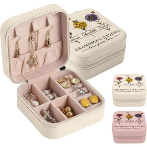 Vintage Mama's Garden Love Grows Here - Personalized Square Jewelry Box - Gift For Mom, Mother's Day, Birthday Gift