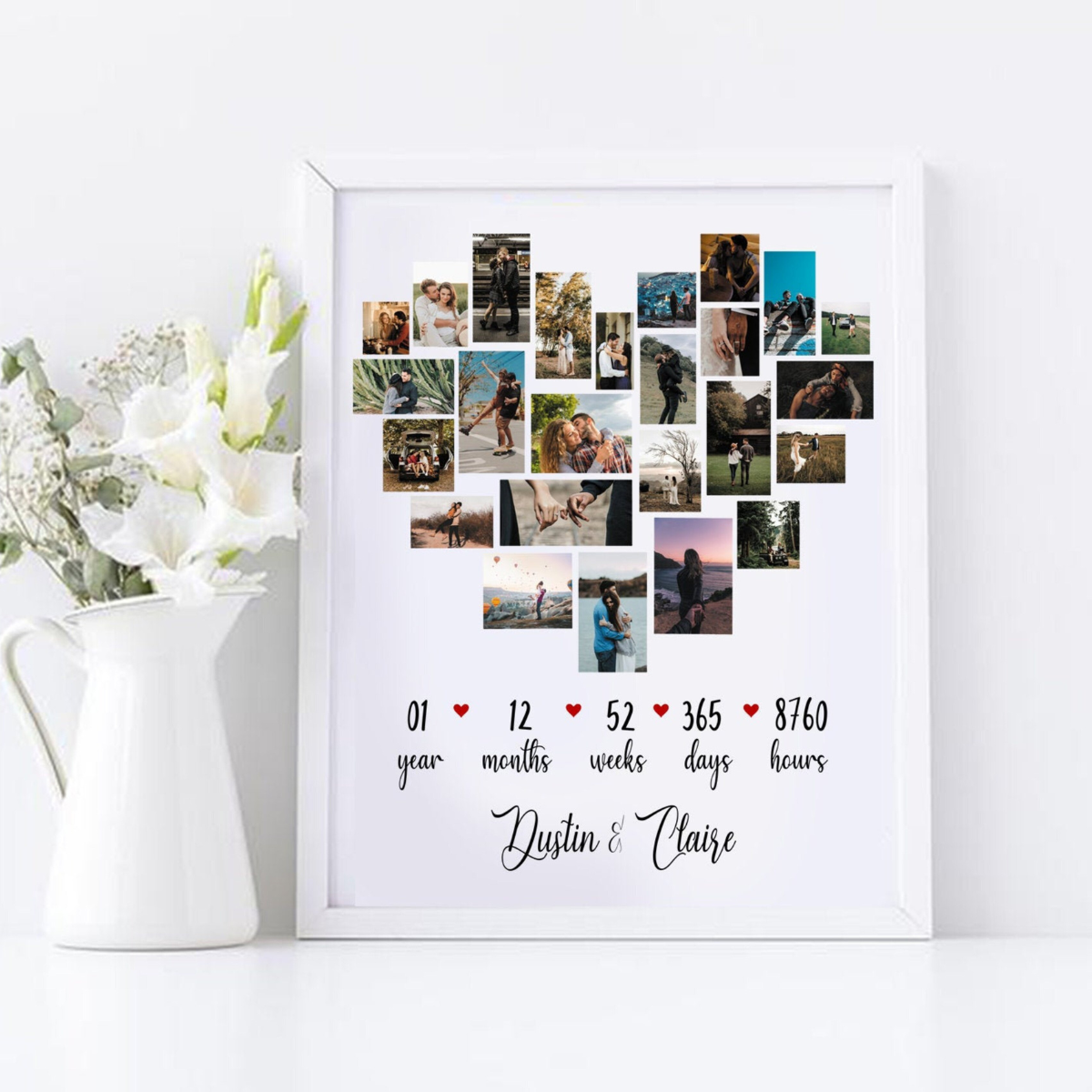 Custom First Anniversary Collage Canvas, 1 Year Anniversary Gift, First Year Together, One Year Down, One Year Anniversary Gift