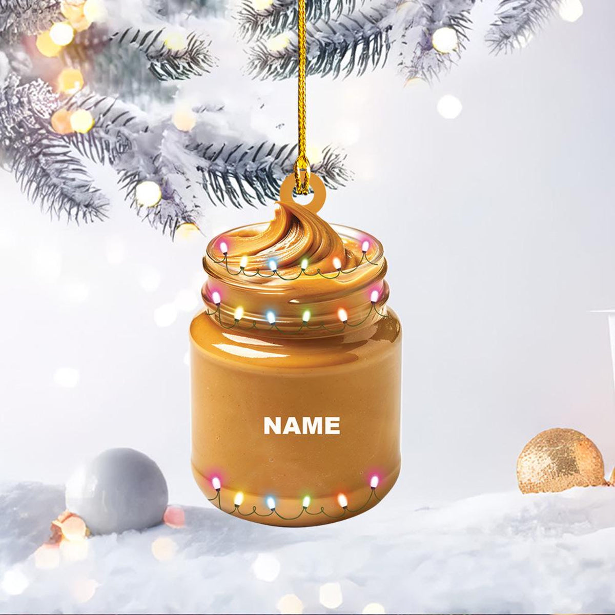Personalized Peanut Butter Ornament, Peanut Butter Christmas Decor, Peanut Butter Car Decor, Xmas Peanut Butter Lover Gift