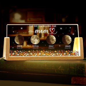 Personalized Moon Phase Acrylic Lamp, Custom Moon Acrylic Nightlight, The Days You Became Our Mom Anniversary Gift, Mother's Day Gift