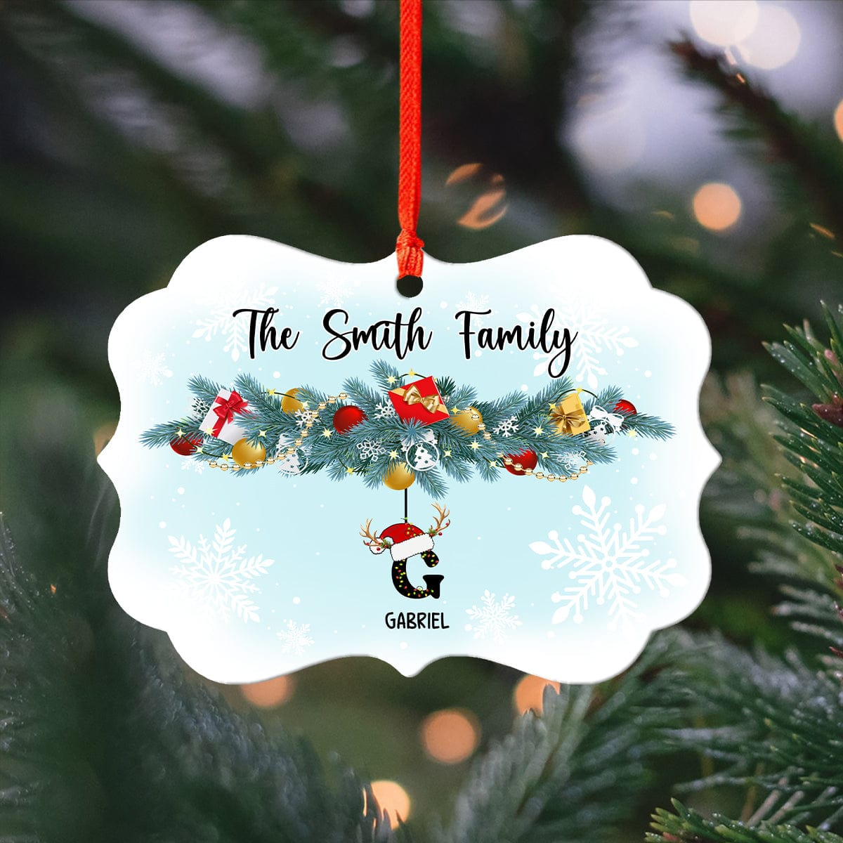 Custom Family First Letter Name Christmas Irregular - Personalized Ornament - Christmas Gift For Family