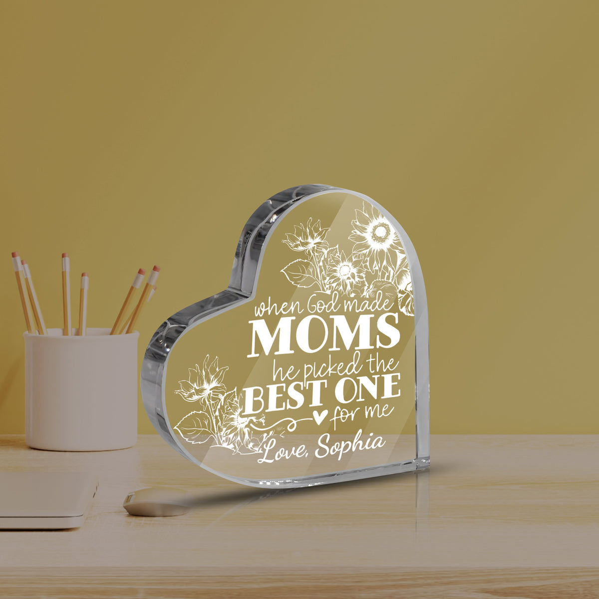When God Made Moms He Picked The Best One For Me - Personalized Heart Shaped Acrylic Plaque - Gift For Mom, Mother's Day, Birthday Gift