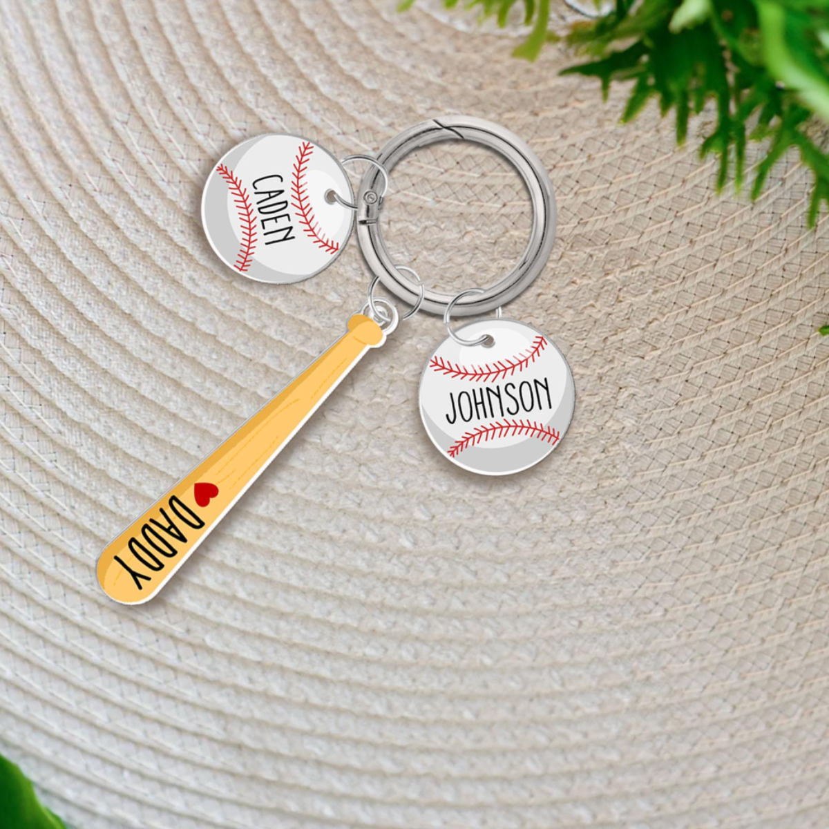 Personalized Daddy Baseball Keychain Gift, Father's Day Gift from Son Daughter, Custom Keychain with Kid Names, Gift for Husband, Dad Gift