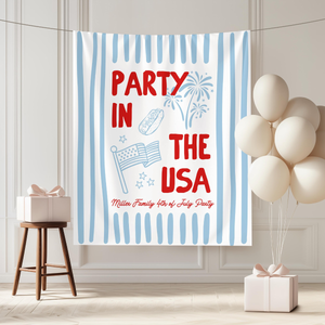 Custom 4th of July Party Banner, Family BBQ Sign, America 250th Anniversary Celebration Backdrop, USA Celebration Decor